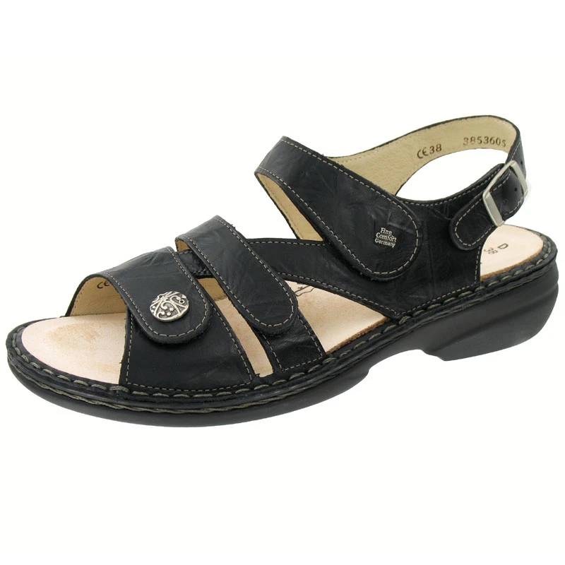 Finn Comfort Womenâs Soft Gomera Black Leather