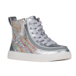 Billy Kid’s Classic Lace High Tops Silver Rainbow