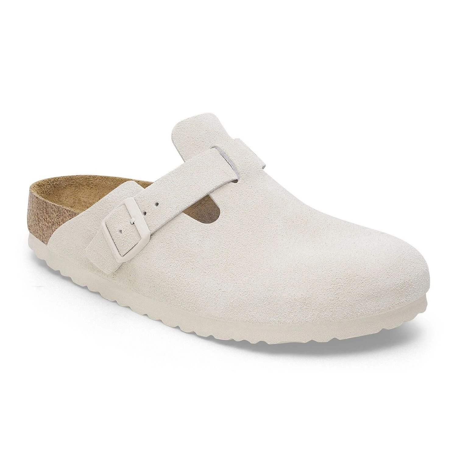 Birkenstock Boston Soft-Footbed Antique White Suede