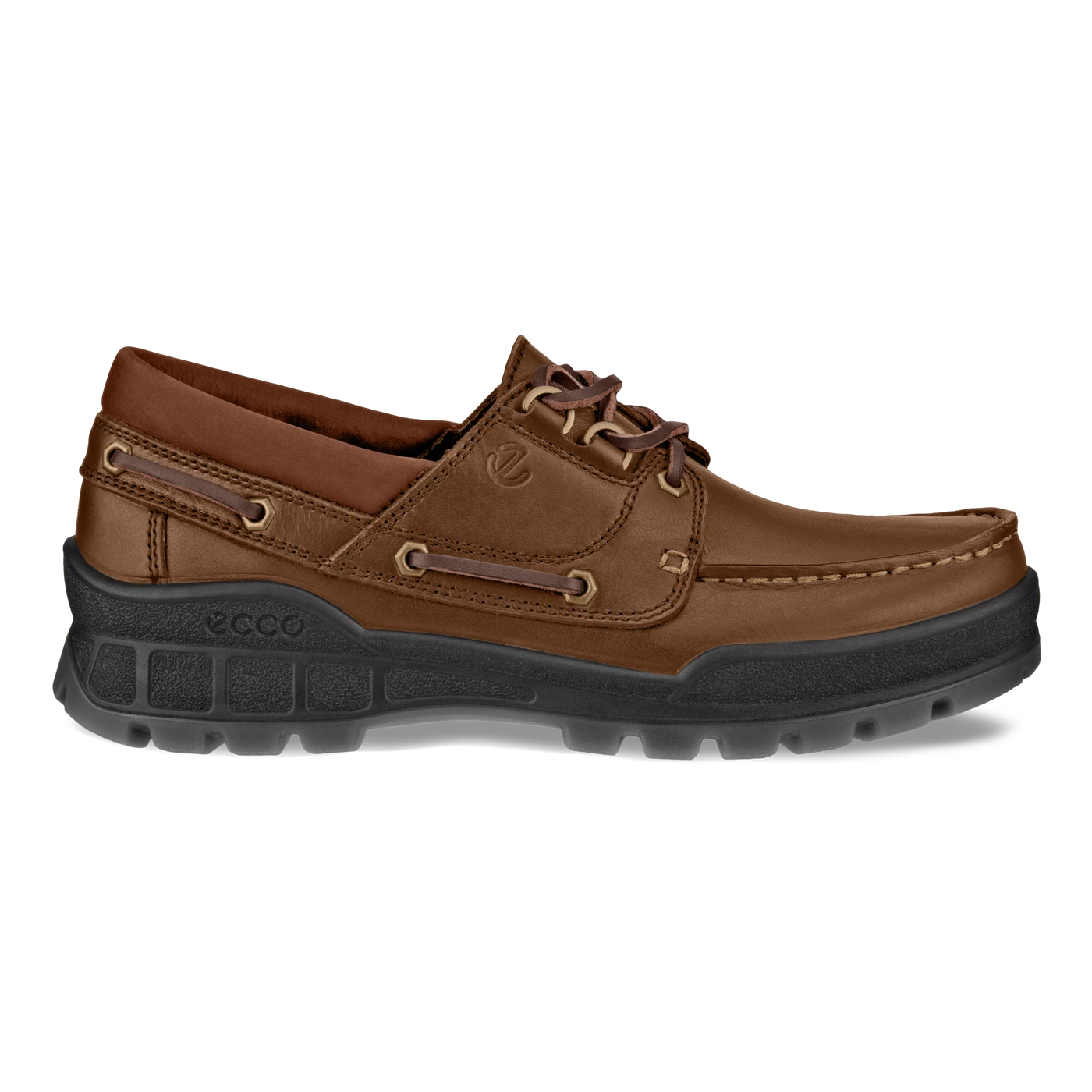 ECCO Men’s Track 25 Moc-Toe Boat Shoe Bison/Cognac - Image 2