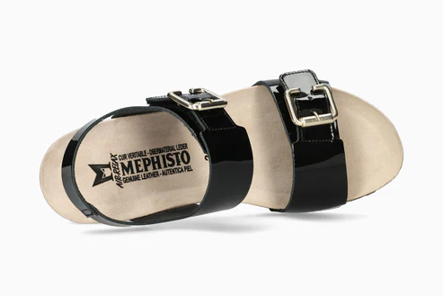 Mephisto Women’s Lissandra Wedge Sandal Black Patent - Image 2