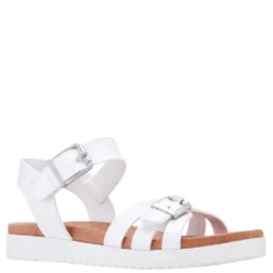 Nina Kid’s Lacey Sandal White Tumbled Leather