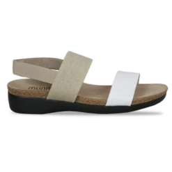 Munro Women’s Pisces Sandal White Kid/Natural Fabric