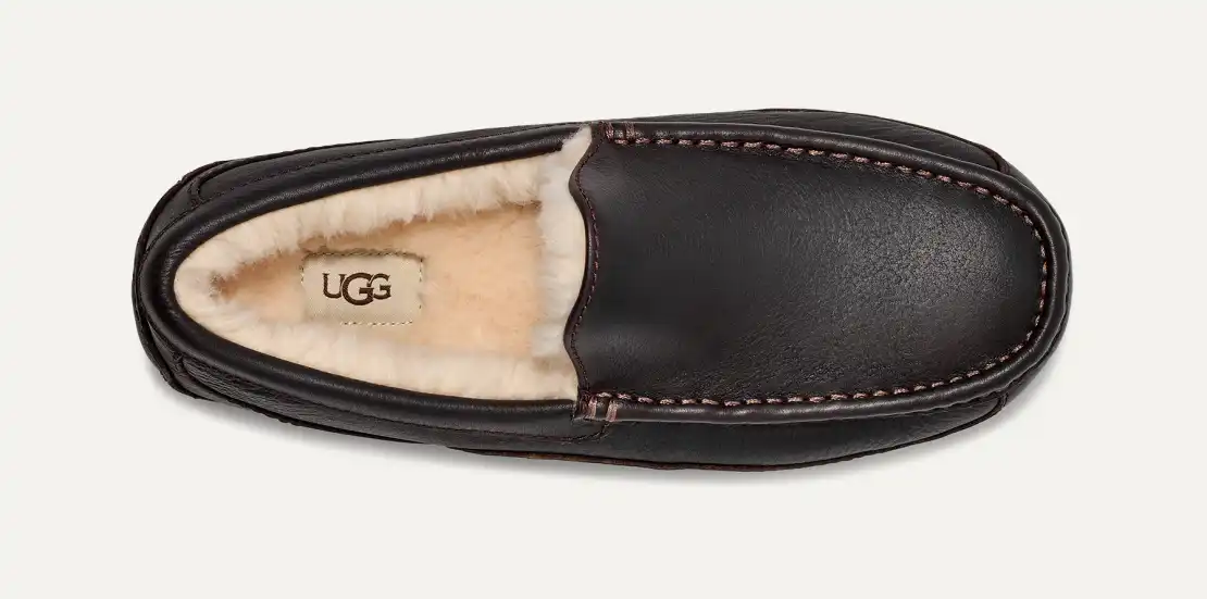 UGG Men’s Ascot Slipper Dark Spice Leather - Image 2